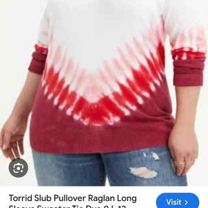 Torrid Red and White Tie-Dye Sweater